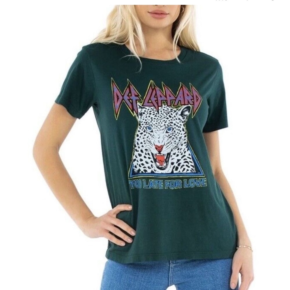 Daydreamer def leopard green shirt tee too late for love cotton  modal medium
